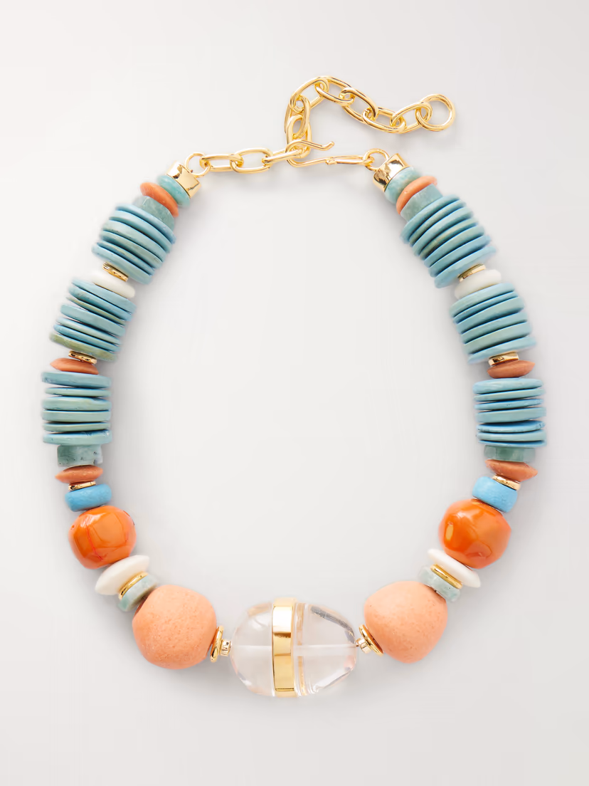 LIZZIE FORTUNATO Neptune gold-plated multi-stone necklace