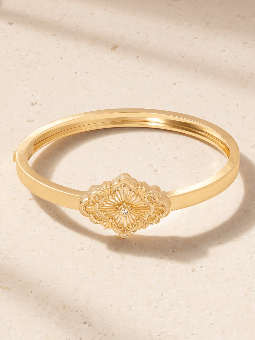 BUCCELLATI Opera Tulle 18-karat gold, mother-of-pearl and diamond bangle