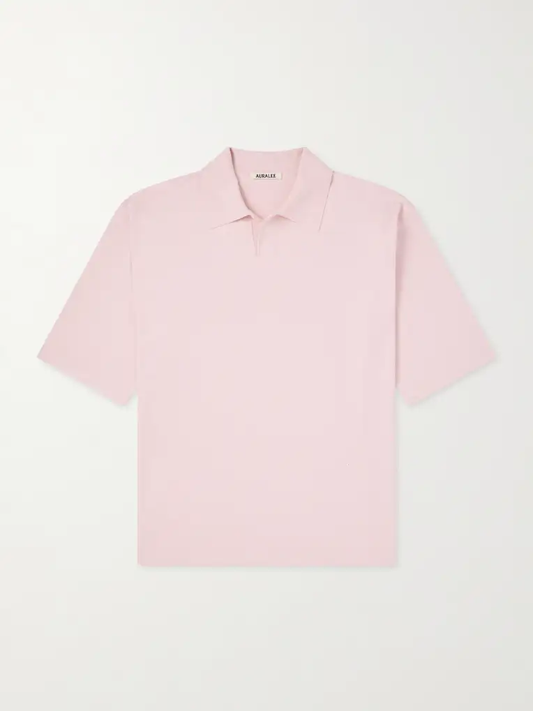 AURALEE Knitted Silk Polo Shirt