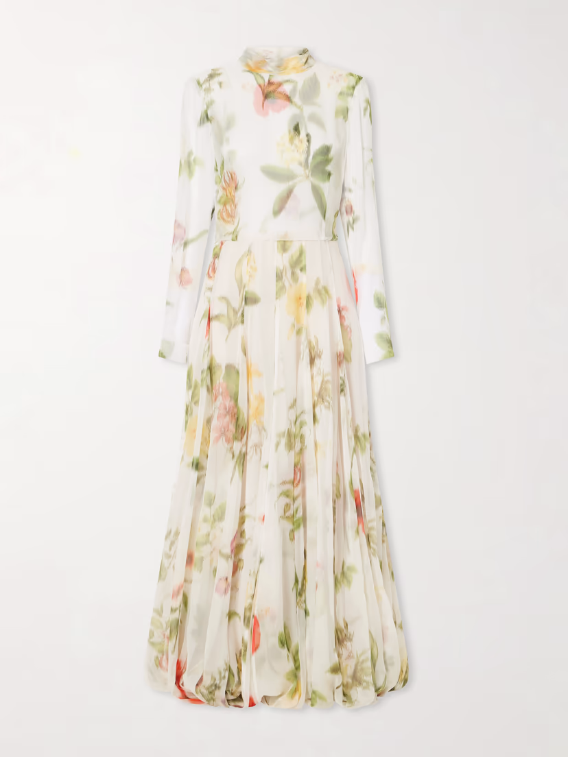 OSCAR DE LA RENTA Chiné Dominican floral-print silk-chiffon gown