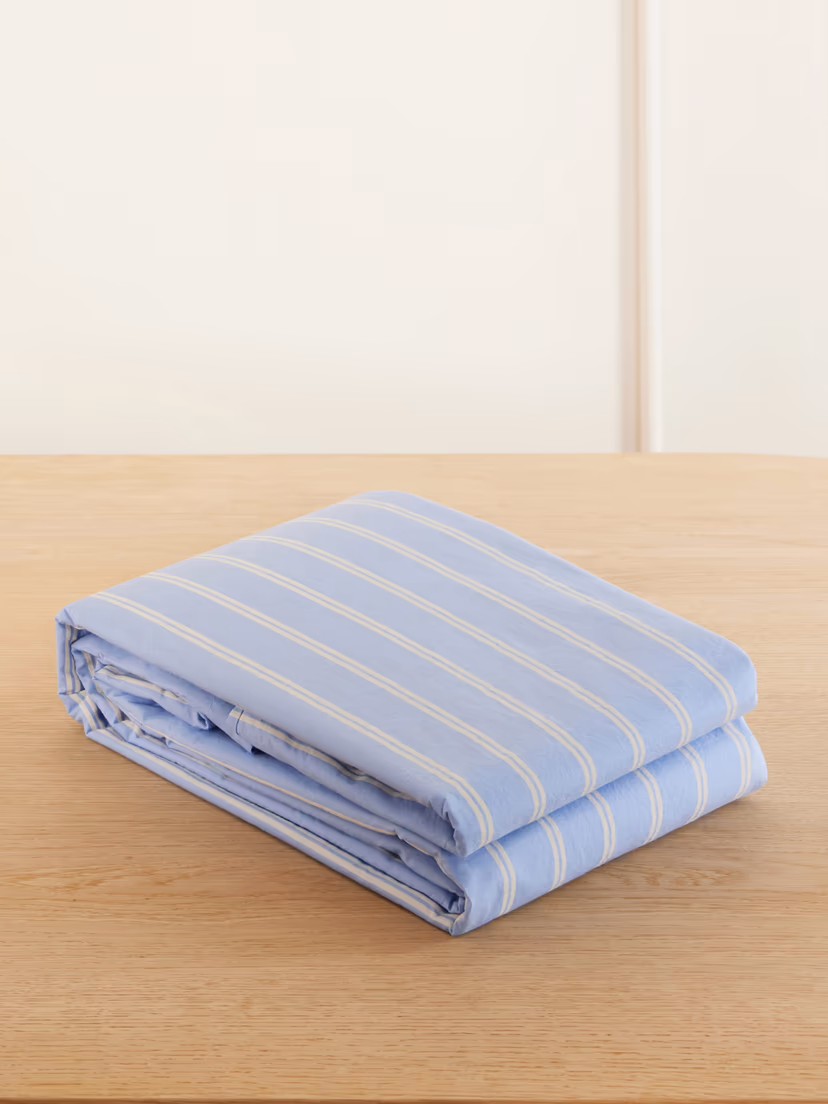 TEKLA Striped organic cotton-percale king duvet cover