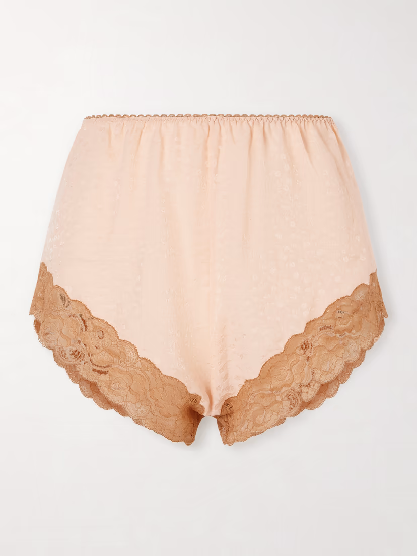 CHLOÉ Lace-trimmed silk-jacquard shorts