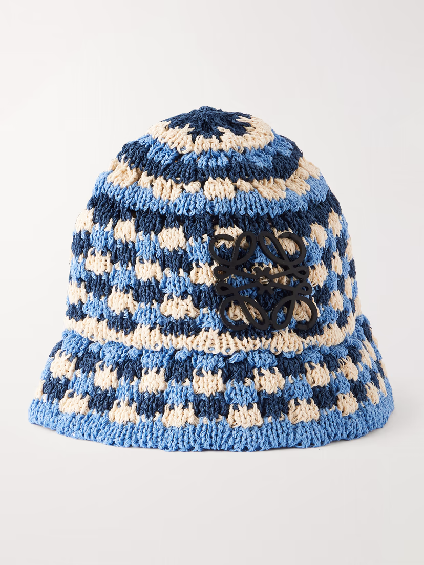 LOEWE + Paula's Ibiza Anagram appliquéd crocheted paper-blend bucket hat