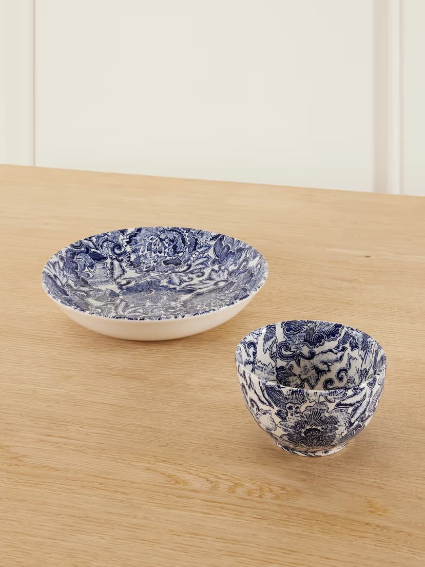 RALPH LAUREN HOME + Burleigh Faded Peony set of two painted earthenware bowl and plate