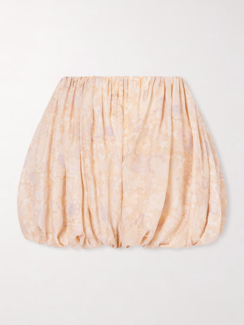 CHLOÉ Pleated floral-print silk-charmeuse shorts
