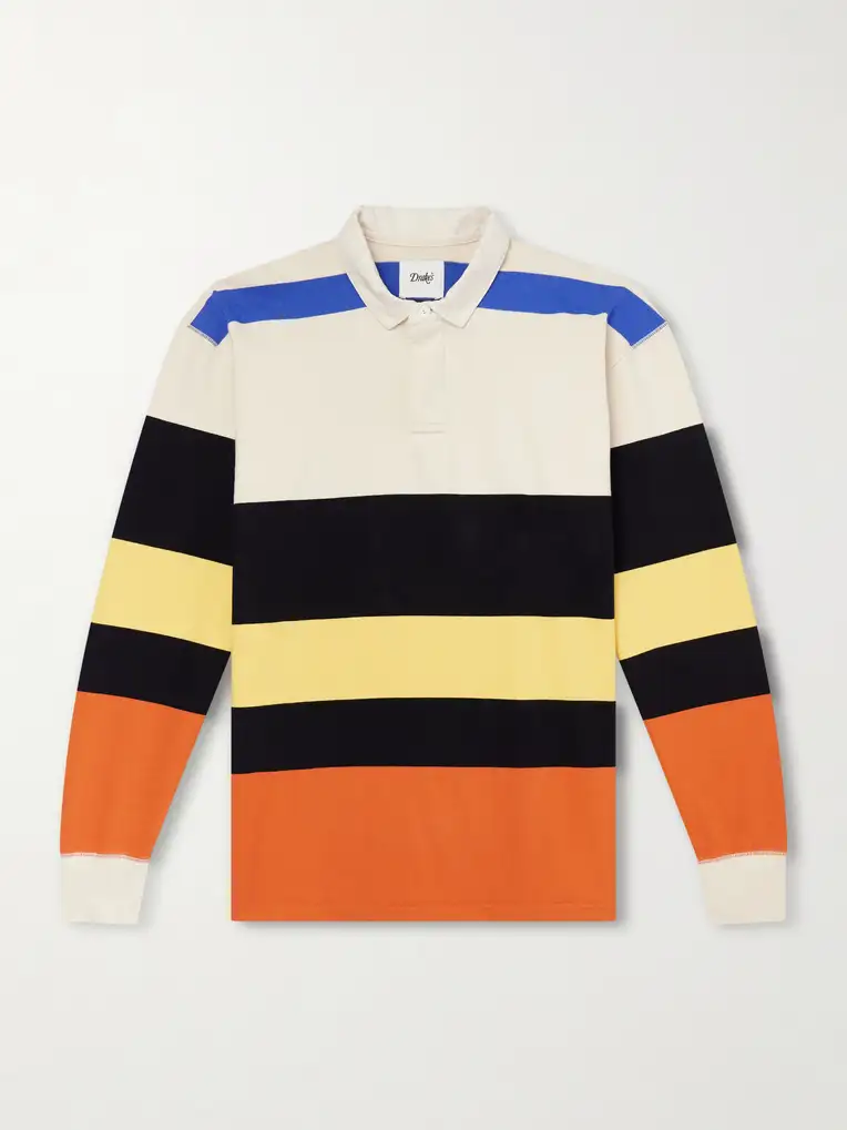 DRAKE'S Striped Cotton-Jersey Rugby Shirt