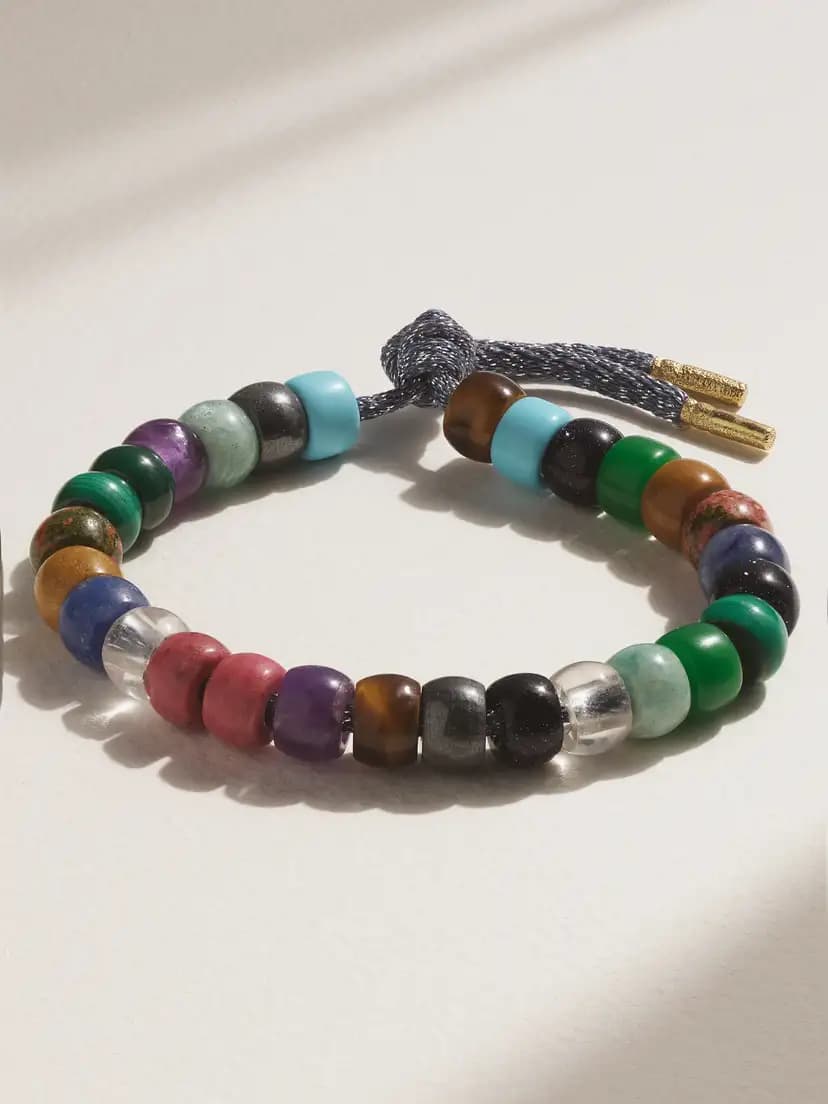 CAROLINA BUCCI FORTE Beads Moonbow 18-karat gold and Lurex multi-stone bracelet kit