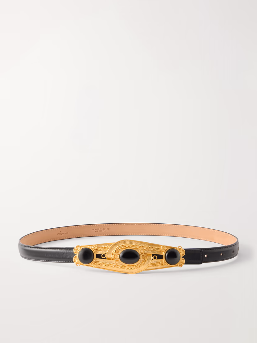 SONIA PETROFF Eterna gold-tone, leather and resin belt