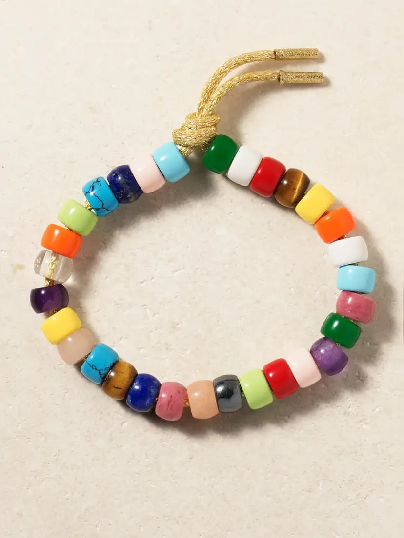 CAROLINA BUCCI FORTE Beads Rainbow 18-karat gold and Lurex multi-stone bracelet kit