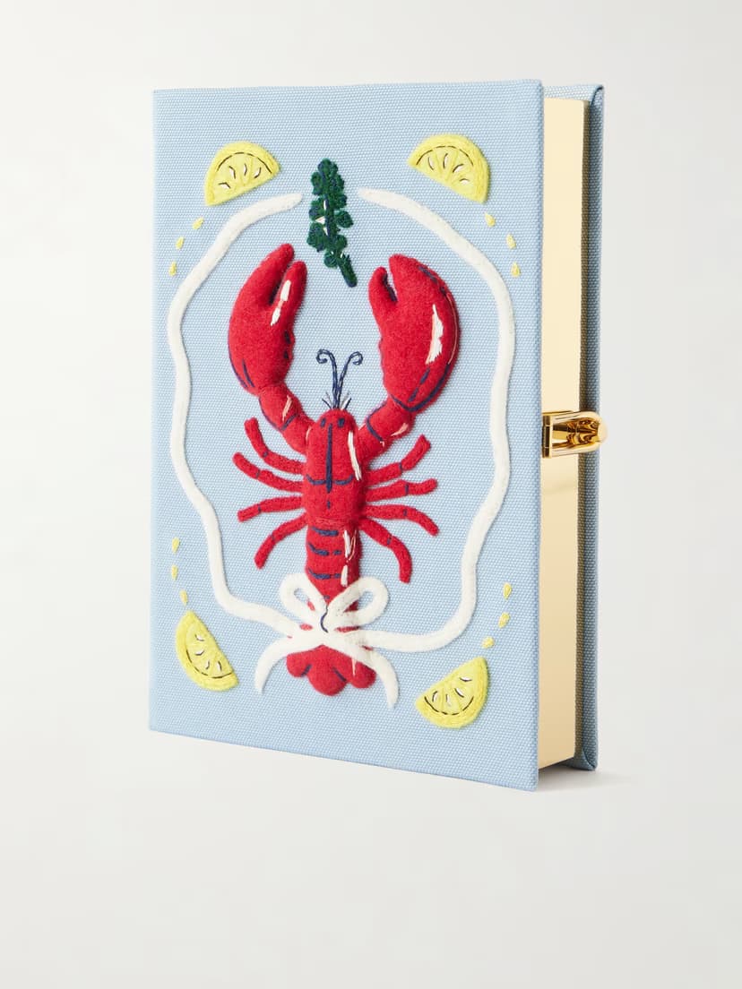 OLYMPIA LE-TAN Lobster appliquéd embroidered canvas clutch