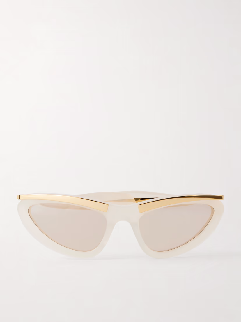 BOTTEGA VENETA EYEWEAR Cat-eye gold-tone and acetate sunglasses