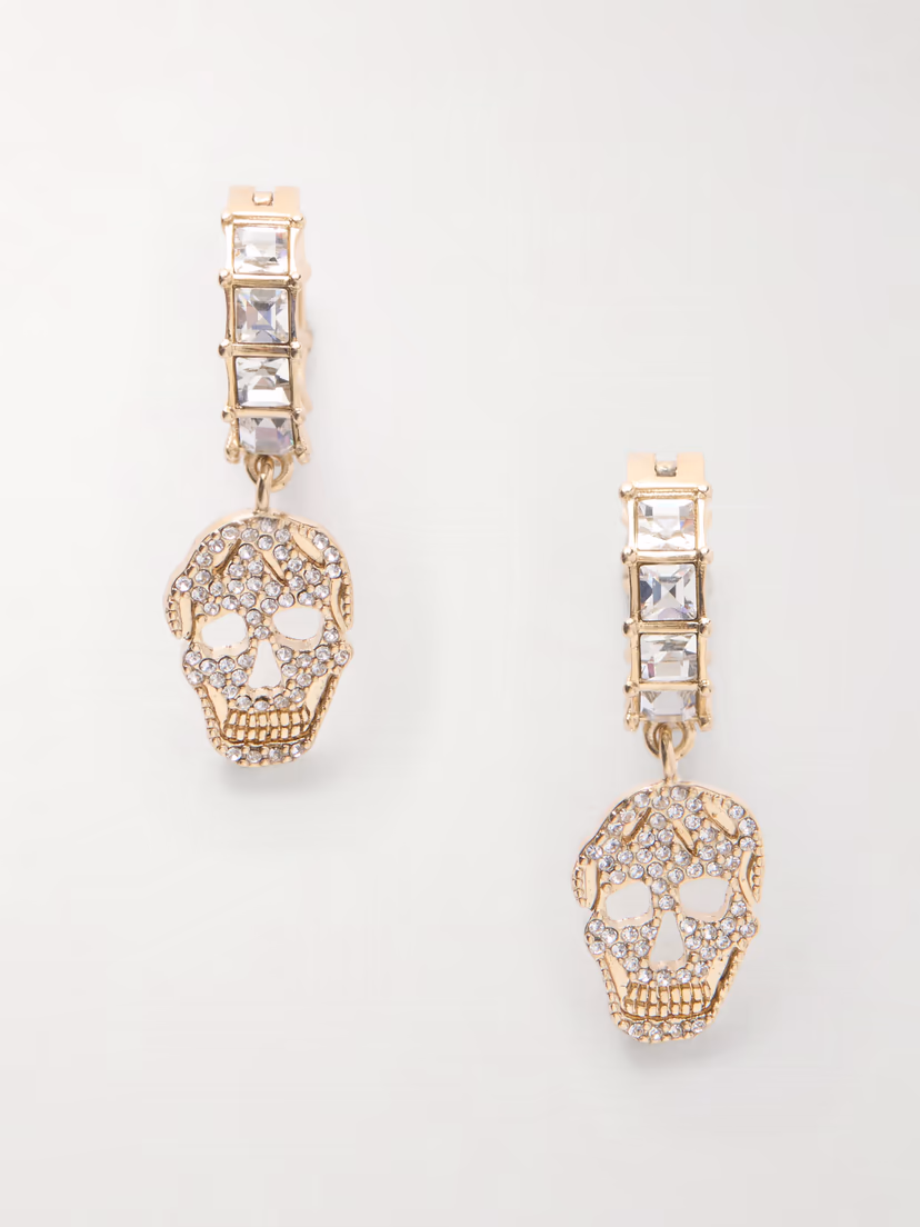 MCQUEEN Crystal-embellished gold-tone earrings