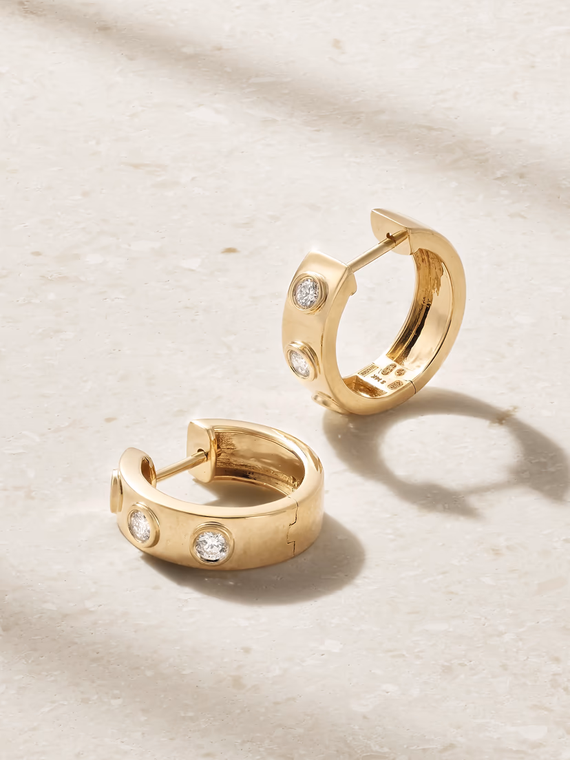 STONE AND STRAND Together Forever 14-karat gold diamond hoop earrings