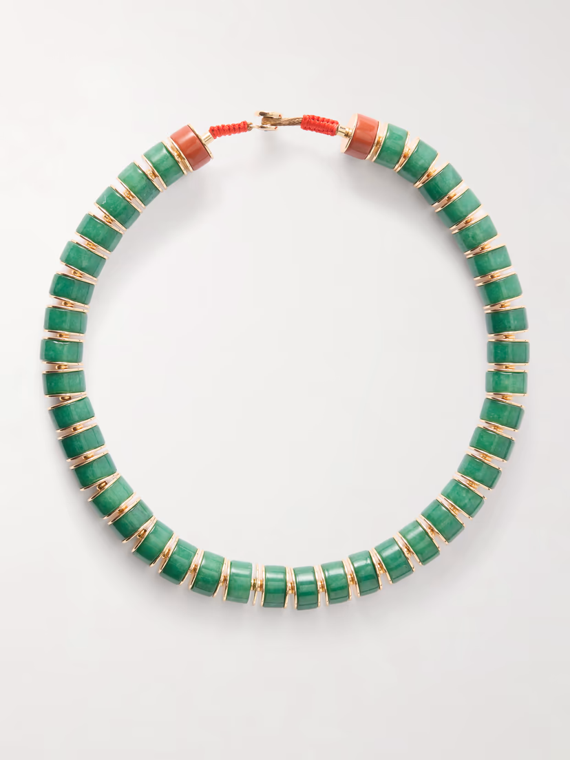 ROXANNE ASSOULIN The Stone Slice gold-tone jade and carnelian beaded necklace