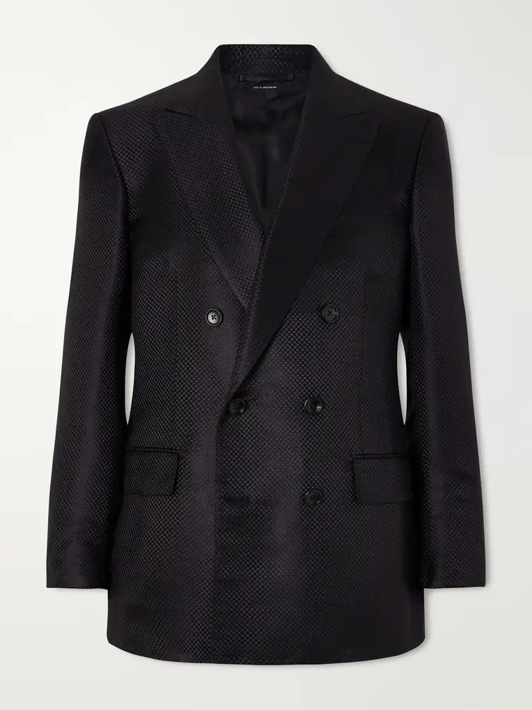 TOM FORD Double-Breasted Silk-Hopsack Blazer