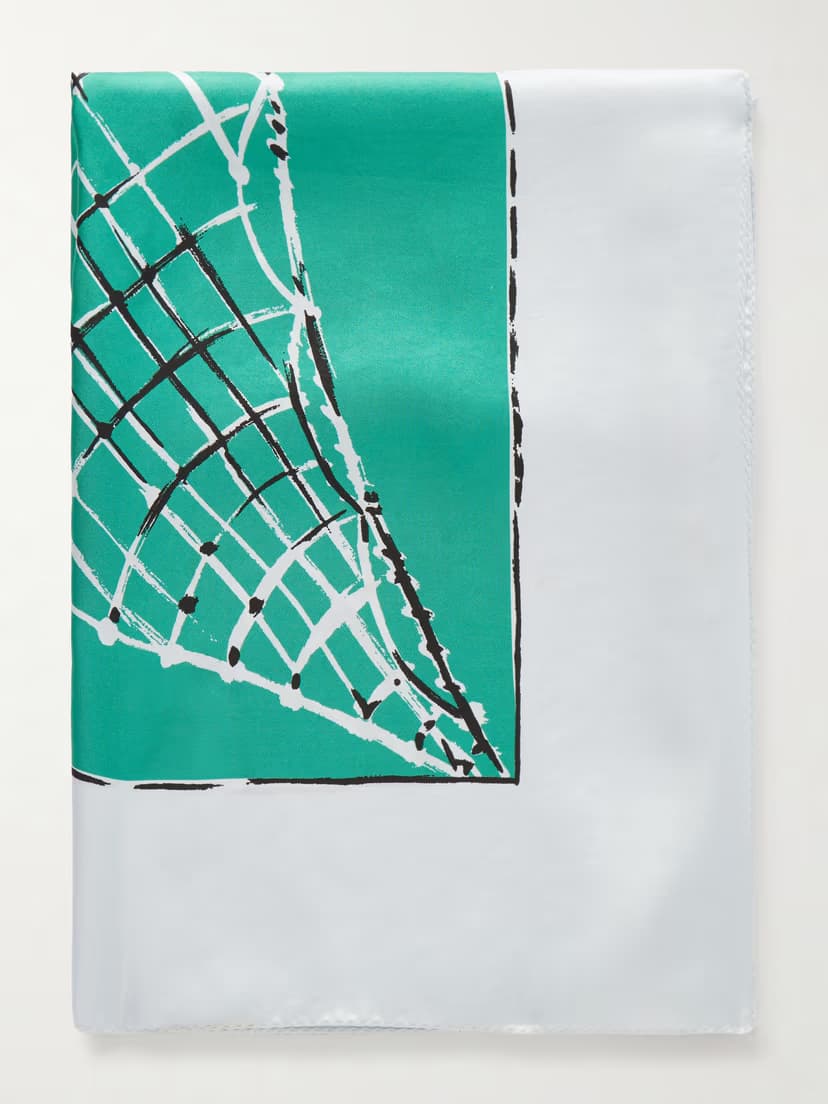 ALTUZARRA Fishnet printed silk-twill scarf