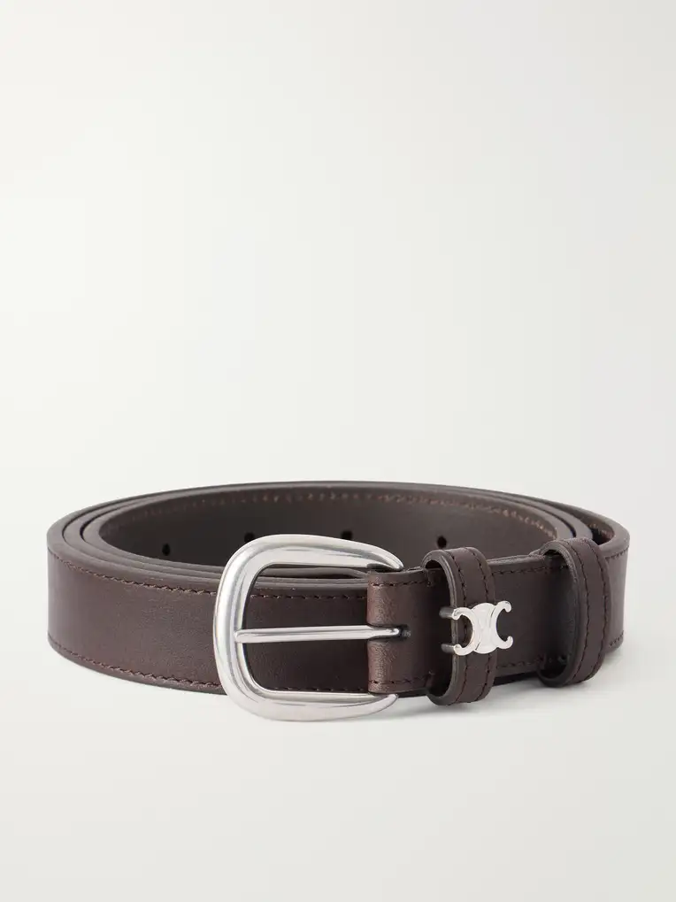 CELINE 2cm Logo-Embellished Leather Belt