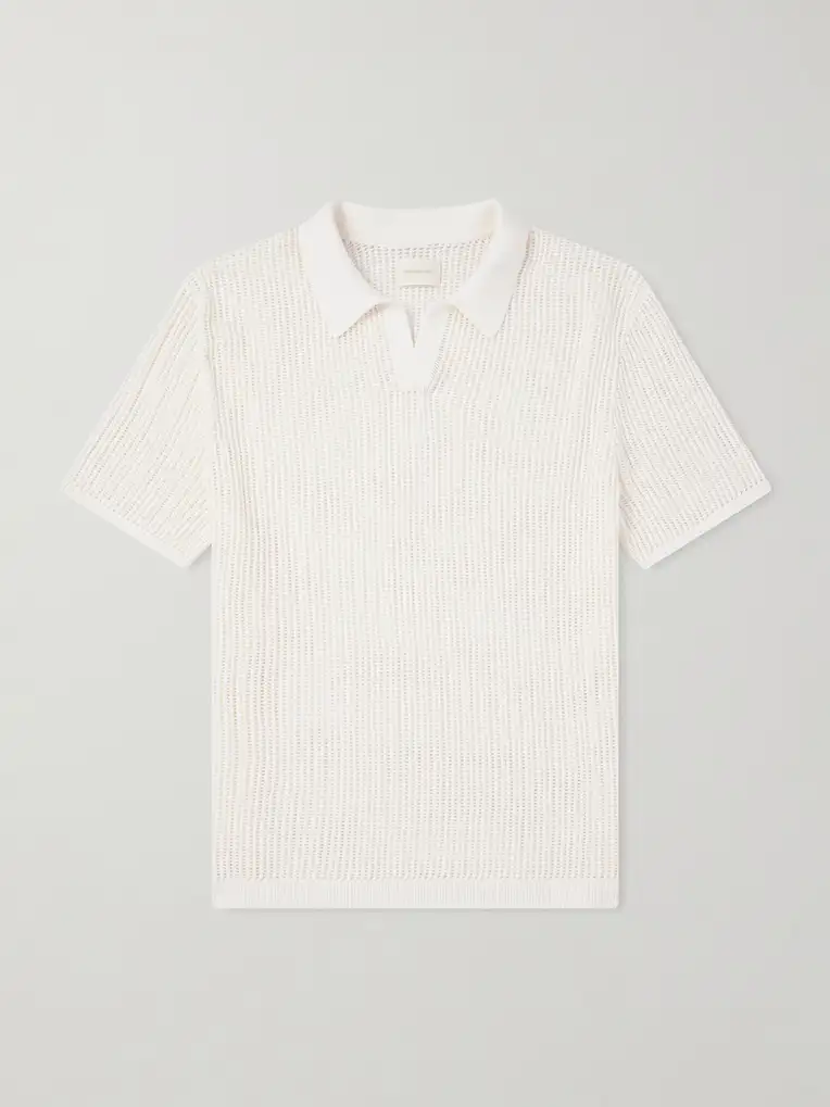 AIMÉ LEON DORE Open-Collar Open-Knit Cotton Polo Shirt