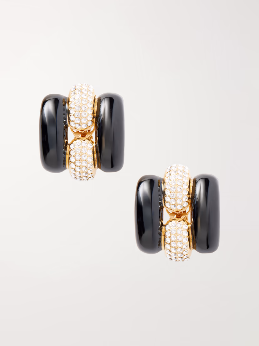VALENTINO GARAVANI Pas Plus crystal-embellished enamel earrings