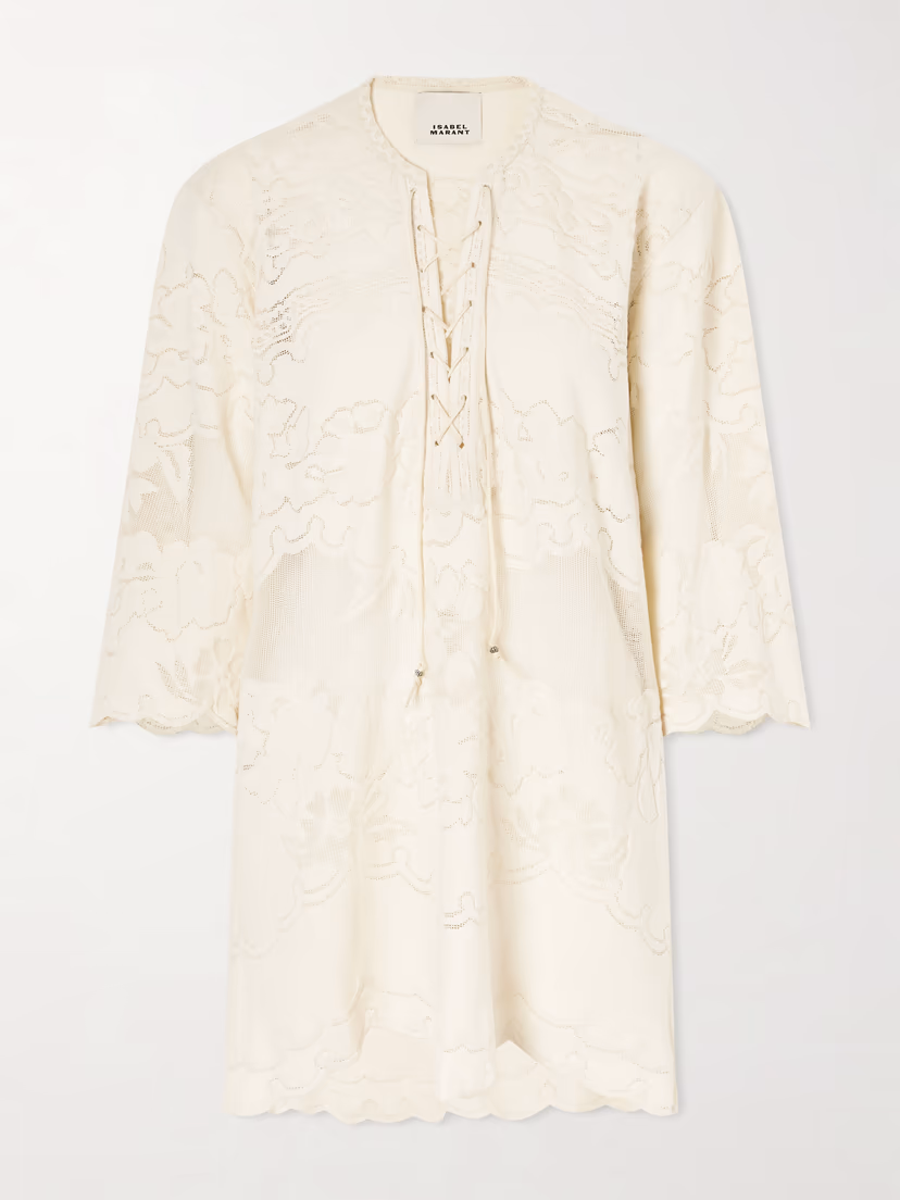 ISABEL MARANT Solara lace-up embroidered mini dress