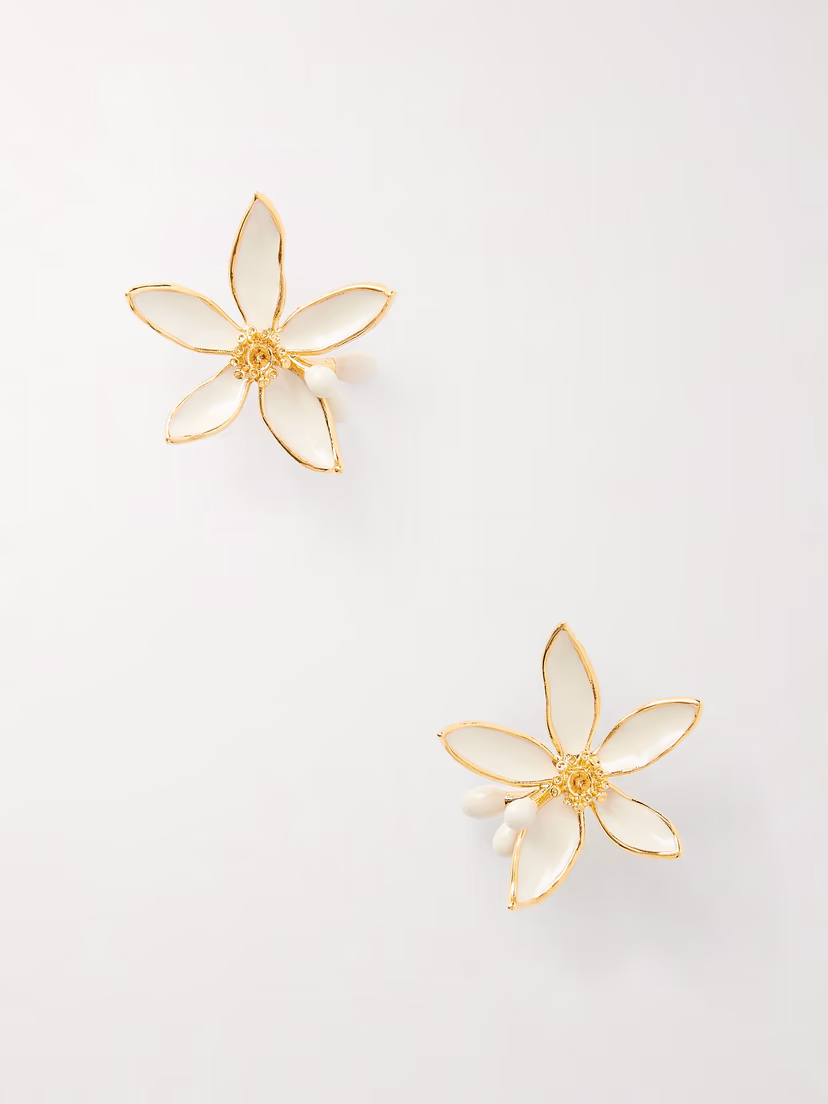 OSCAR DE LA RENTA Orange Blossom gold-tone earrings