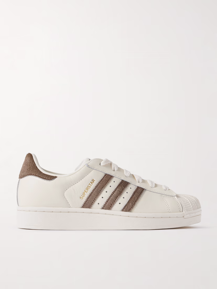 ADIDAS ORIGINALS Superstar II calf hair-trimmed leather sneakers