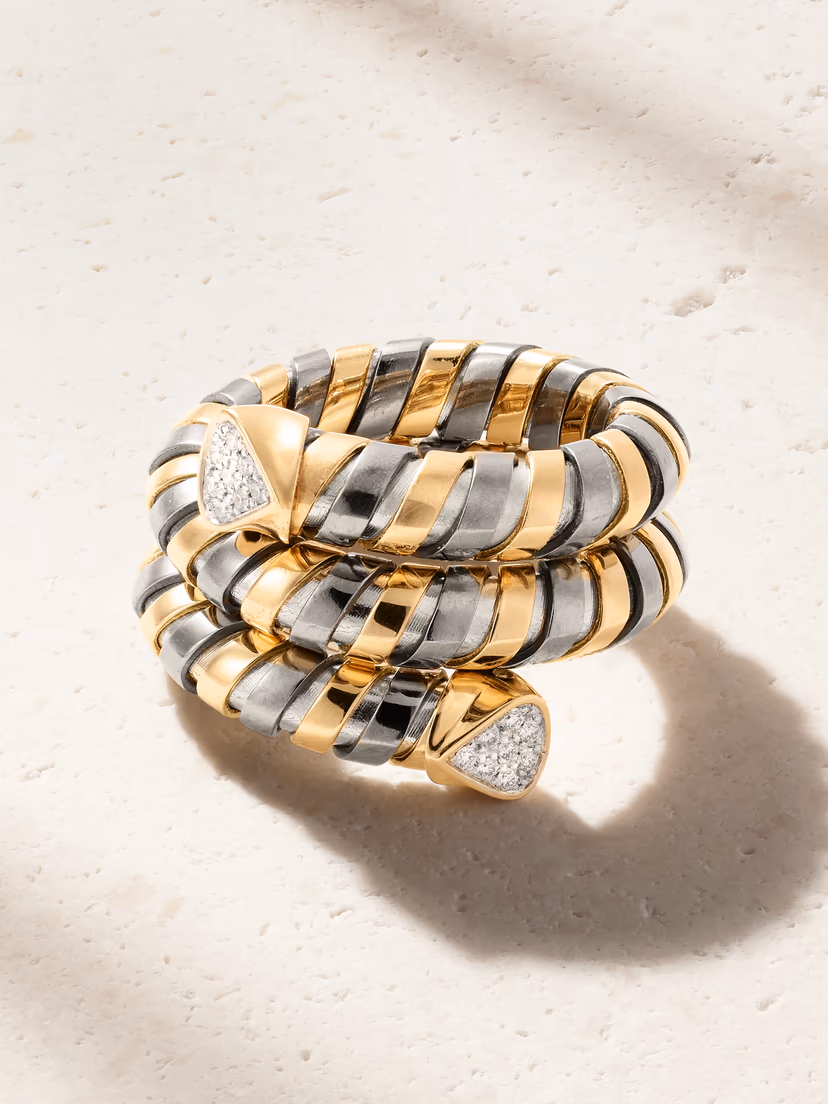 MARINA B Trisola 18-karat gold, diamond and titanium ring