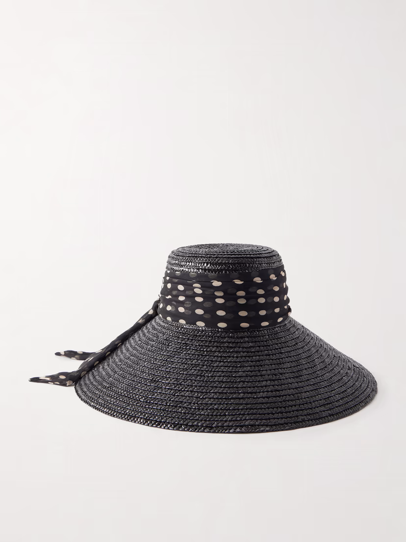 EUGENIA KIM Mirabel chiffon-trimmed straw sunhat
