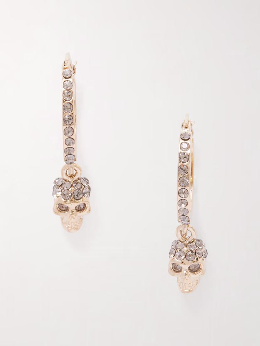 MCQUEEN Skull Mini Creole gold plated hoop earrings