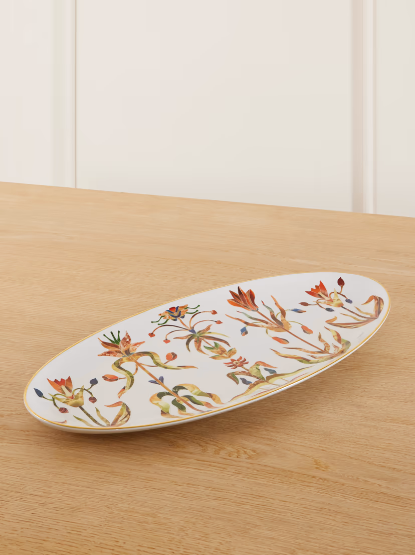 L'OBJET Grand Tour large gold-plated porcelain platter