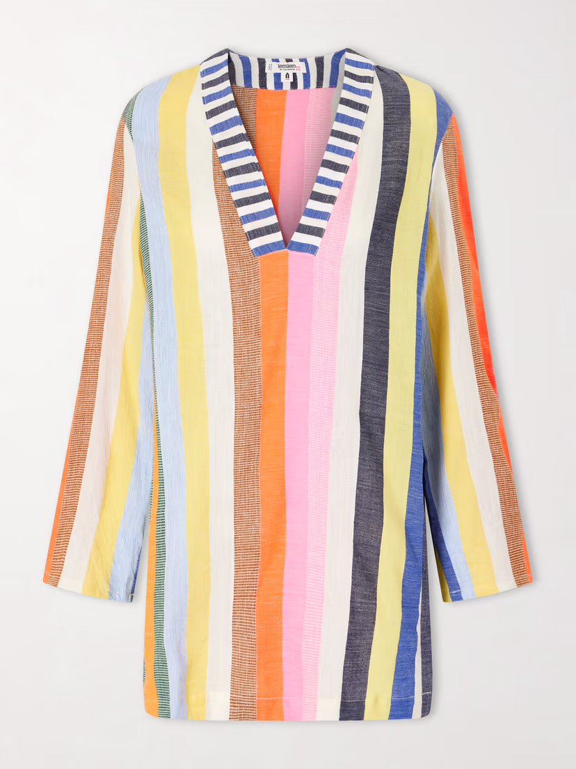 LEMLEM Raey striped cotton -blend mini dress