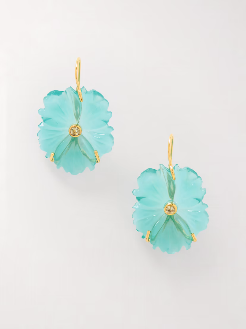 LIZZIE FORTUNATO New Bloom enamel gold-plated, glass and lemon quartz earrings
