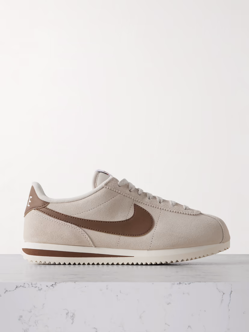 NIKE Cortez leather-trimmed suede sneakers