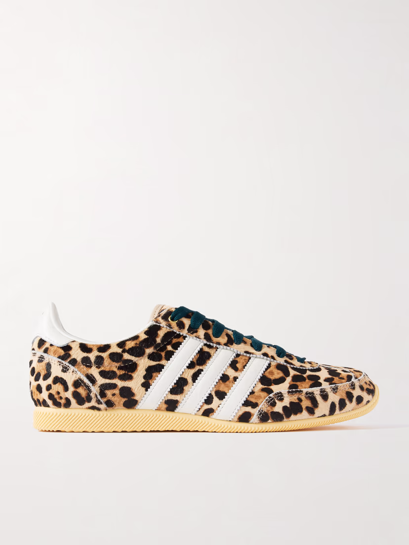ADIDAS ORIGINALS Japan leather-trimmed leopard-print calf hair sneakers