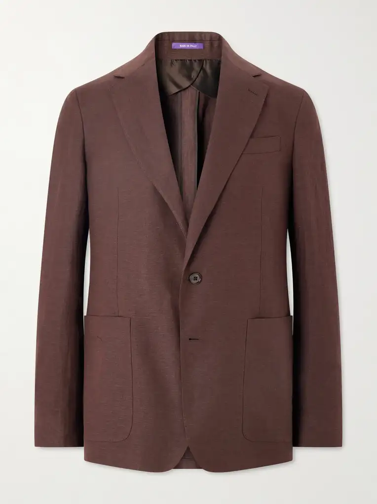 RALPH LAUREN PURPLE LABEL Silk and Linen-Blend Suit Jacket
