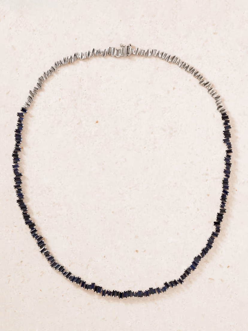 SUZANNE KALAN 18-karat white gold sapphire tennis necklace