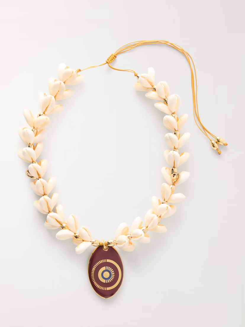 TOHUM Gold-plated, seashell and ceramic necklace