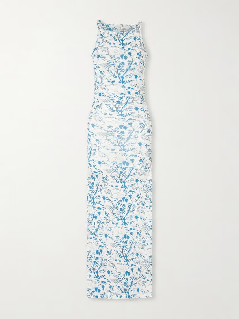 ERDEM Knotted floral-print jersey midi dress