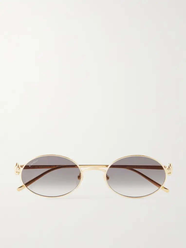 CARTIER EYEWEAR Rounded-Frame Metal Sunglasses
