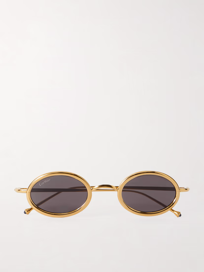 CARTIER EYEWEAR Oval-frame gold-tone titanium sunglasses