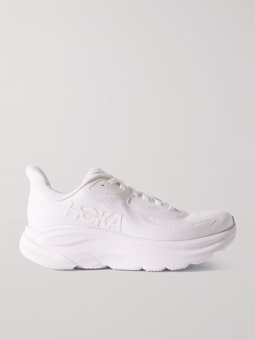 HOKA ONE ONE Clifton 10 rubber-trimmed jacquard-mesh sneakers