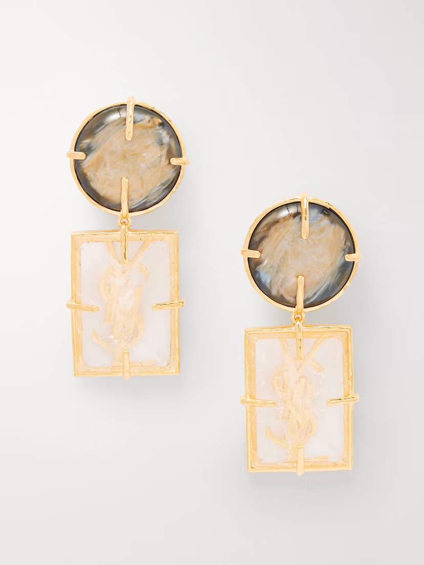 SAINT LAURENT Bo Rondes Et Rectangles gold-plated earrings