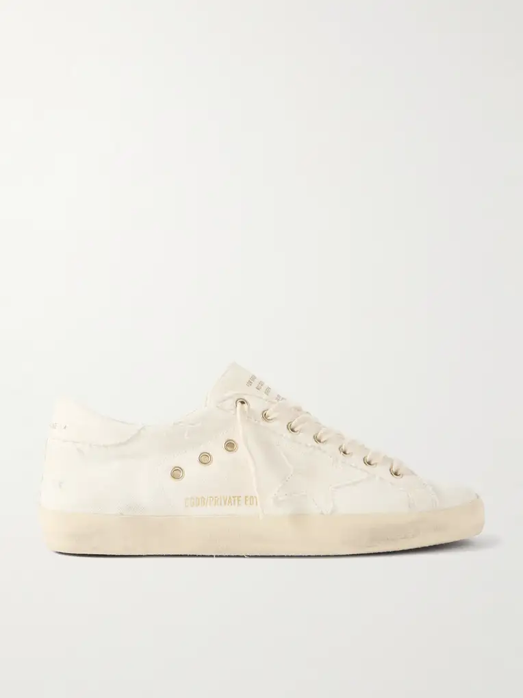 GOLDEN GOOSE Super-Star Distressed Canvas Sneakers