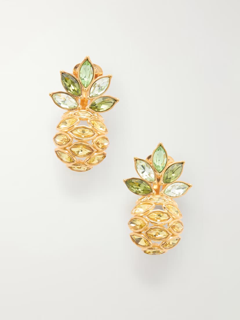 OSCAR DE LA RENTA Crystal-embellished gold-tone clip earrings