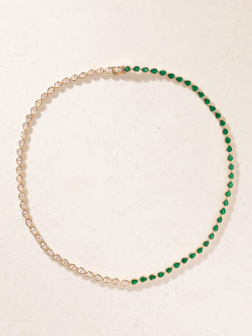 ANITA KO 18-karat gold, emerald and diamond choker