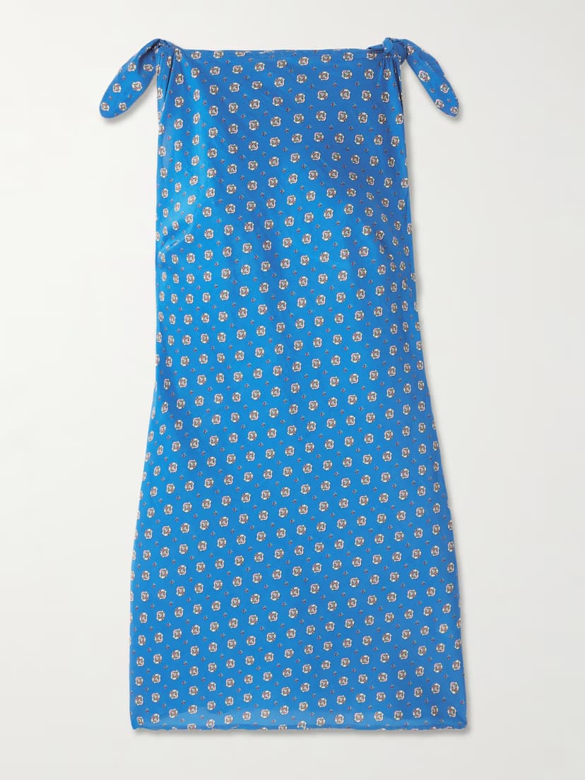 DÔEN Maltina tie-detailed printed cotton and silk-blend mini dress