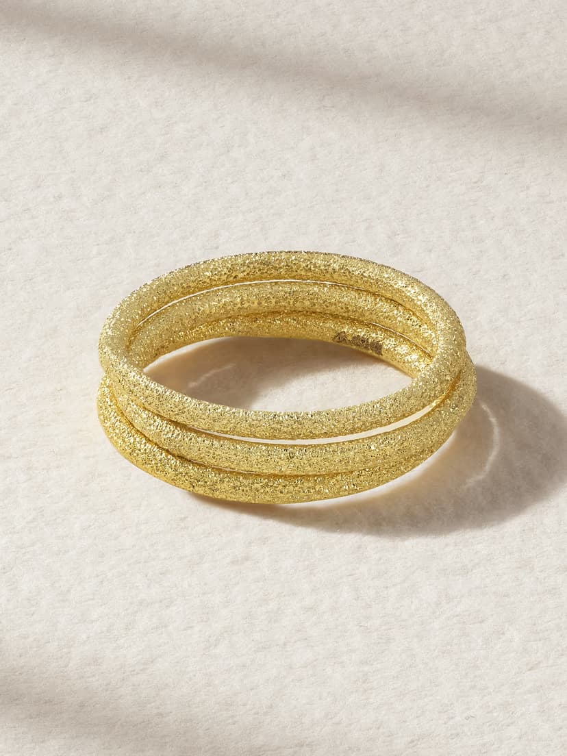 CAROLINA BUCCI Set of three Florentine Finish 18-karat gold rings