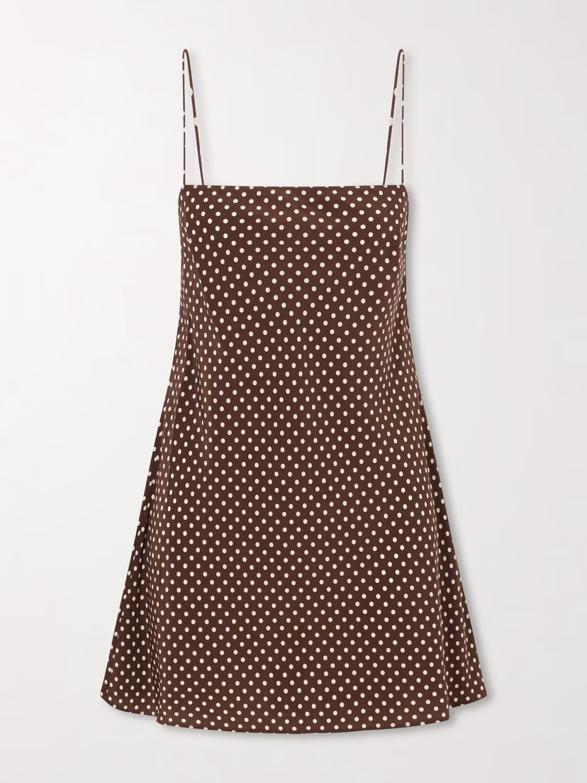 MATTEAU Polka-dot silk-crepe de chine mini dress
