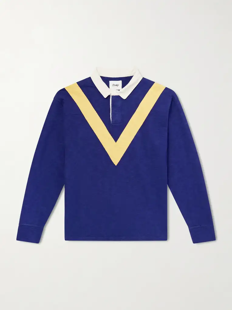 DRAKE'S Chevron Flame Cotton-Jersey Rugby Shirt