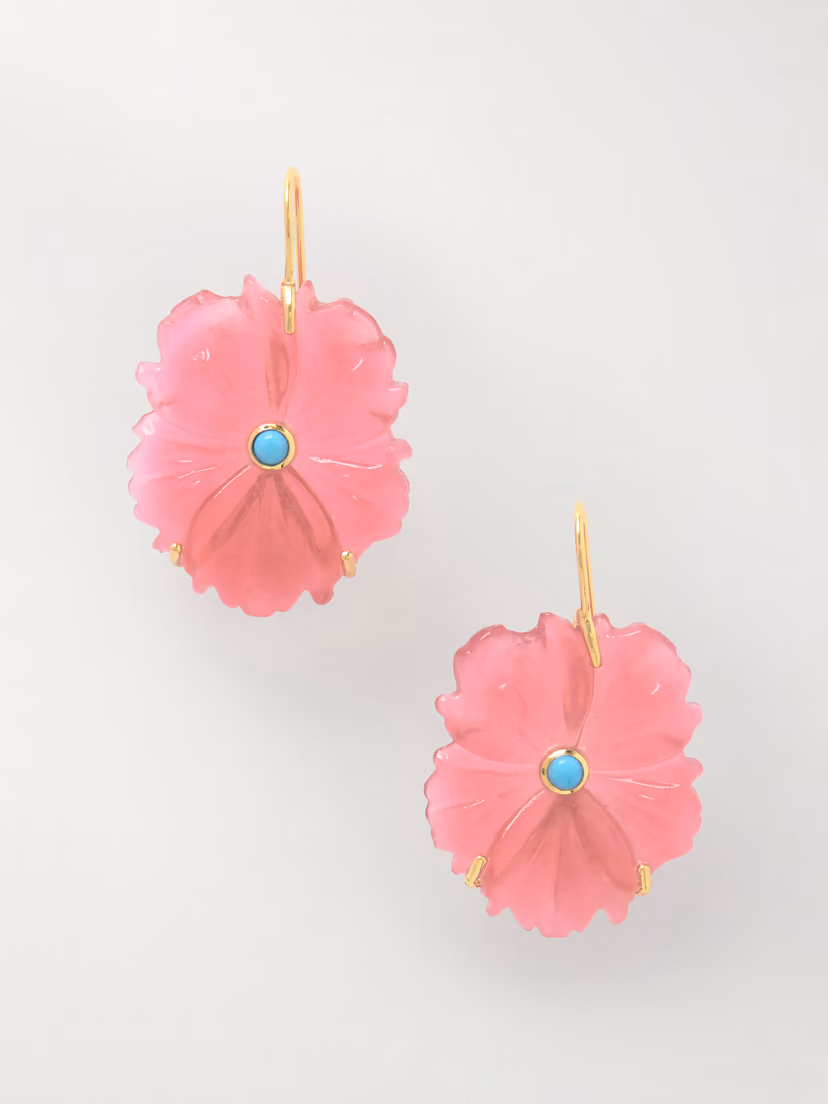 LIZZIE FORTUNATO New Bloom gold-plated, glass and turquoise earrings
